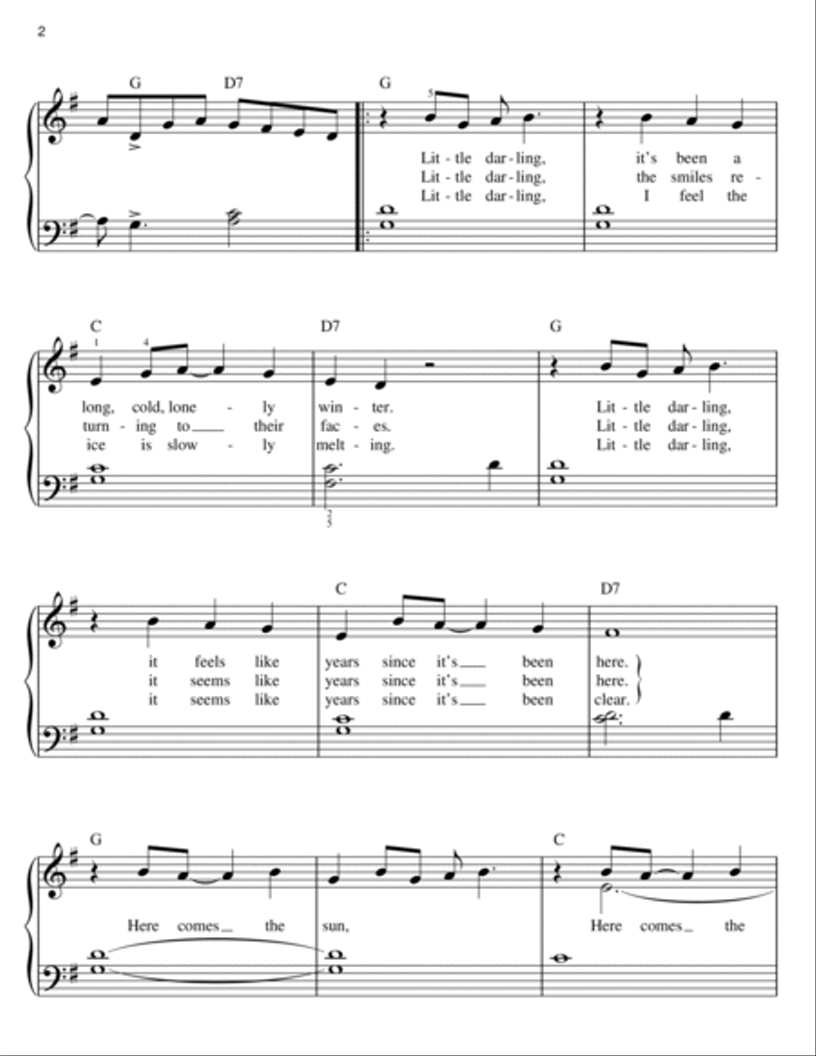 Here Comes The Sun Easy Piano scores gallery preview page 2