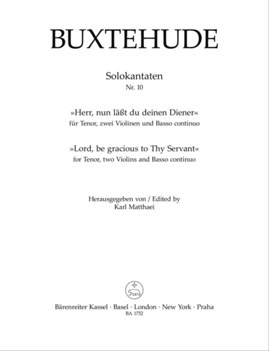 Herr, nun lassest du deinen Diener - Lord, be gracious to thy servant Tenor Voice scores gallery preview page 1