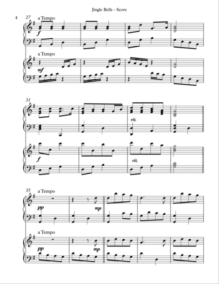 Jingle Bells, Harp Duet Celtic Harp scores gallery preview page 4