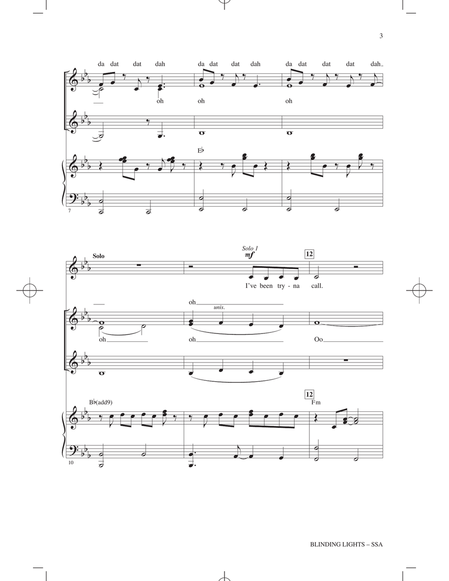 Blinding Lights (arr. Mark Brymer) SSA scores gallery preview page 2