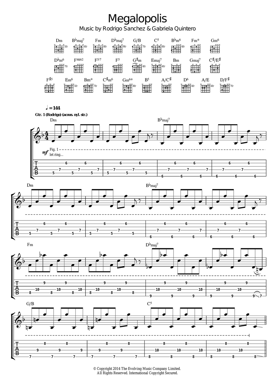 Megalopolis Guitar Tablature scores gallery preview page 1