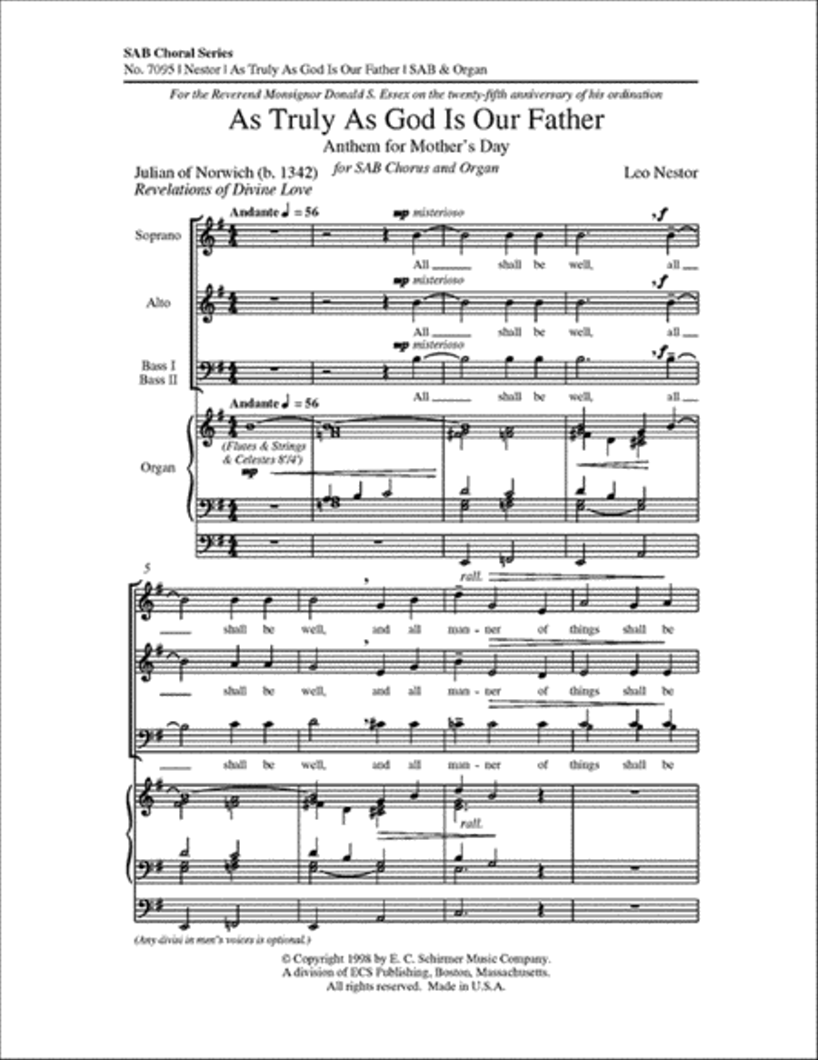 As Truly as God is our Father 3-Part scores gallery preview page 1