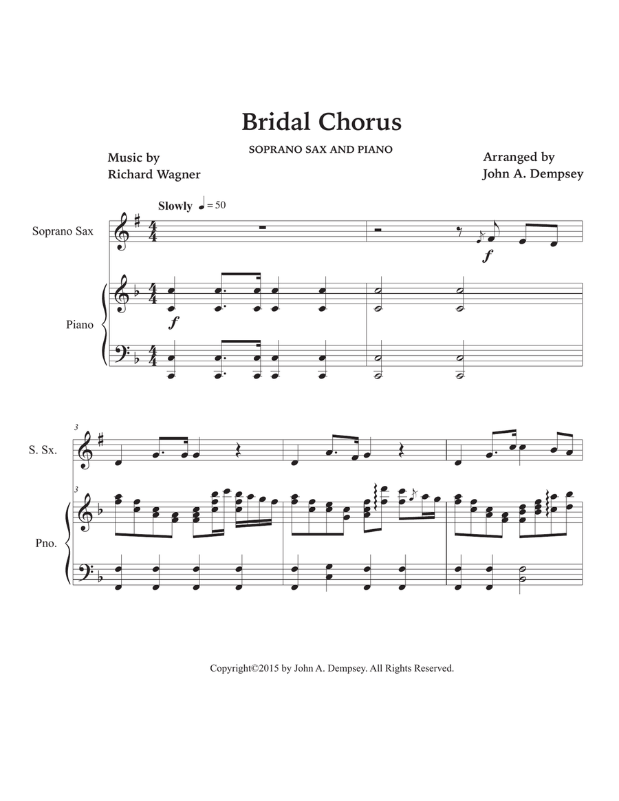 Bridal March (Here Comes the Bride): Wedding Processional for Soprano Sax and Piano Soprano Saxophone scores gallery preview page 4