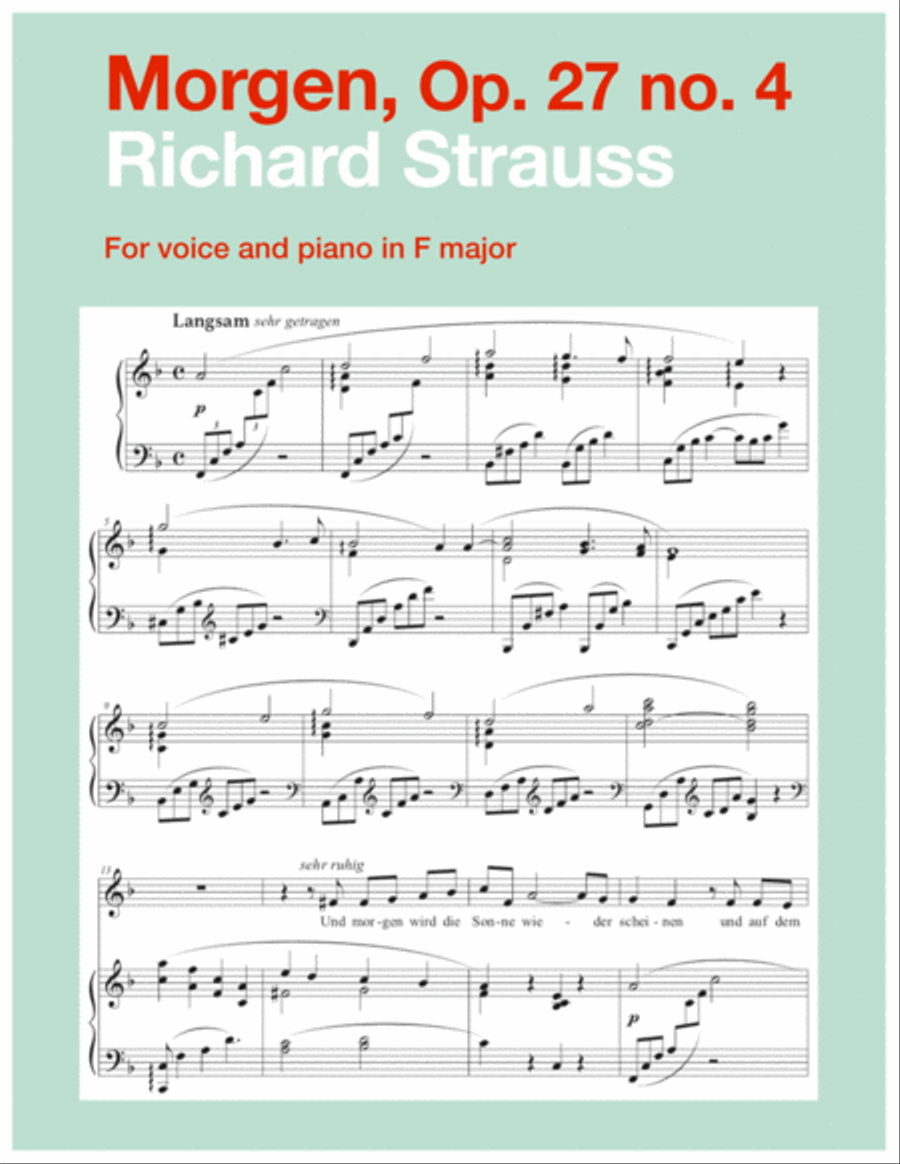 Morgen, Op. 27 no. 4 (F major) Voice scores gallery preview page 1