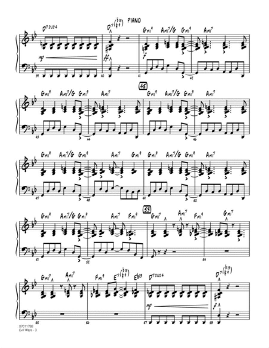 Evil Ways - Piano Jazz Ensemble scores gallery preview page 3