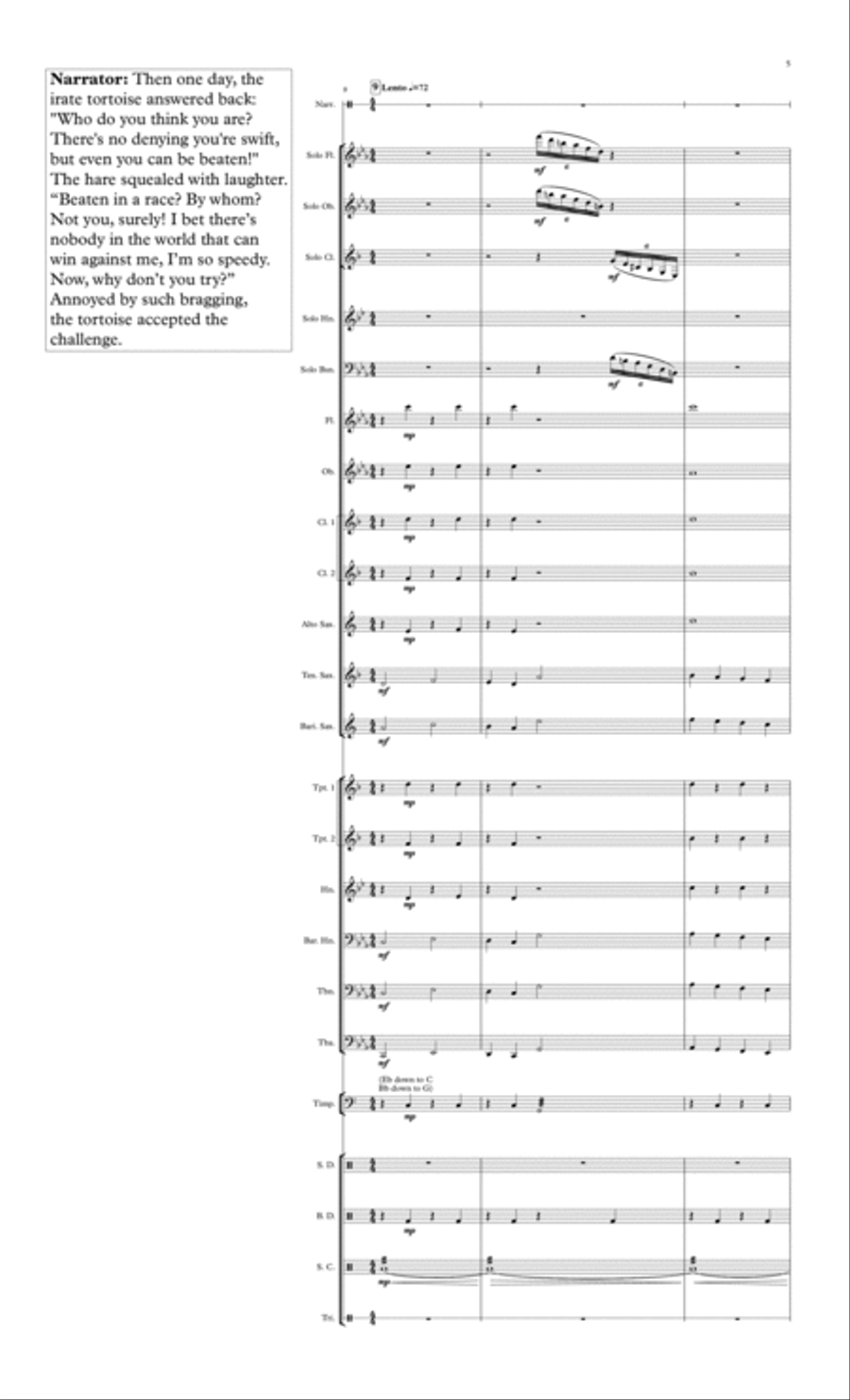 The Tortoise and the Hare for Advanced Woodwind Quintet Soloists and Middle School Band Concert Band scores gallery preview page 5