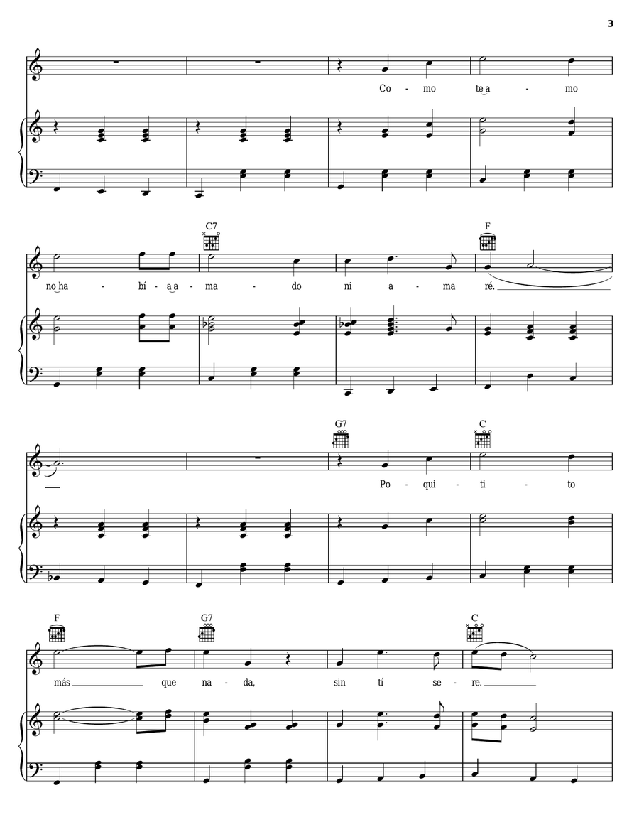 Hoy Empieza Mi Tristeza Piano, Vocal, Guitar scores gallery preview page 3