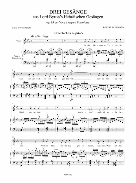 3 Gesänge aus Lord Byron’s Hebräischen Gesängen Op. 95 for Voice and Harp (Piano)