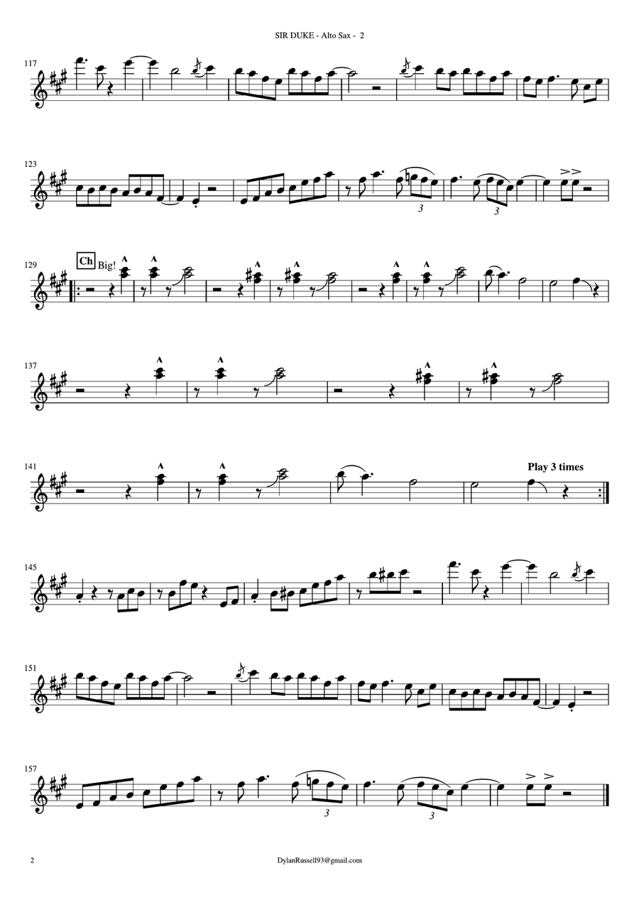 Sir duke shop alto sax
