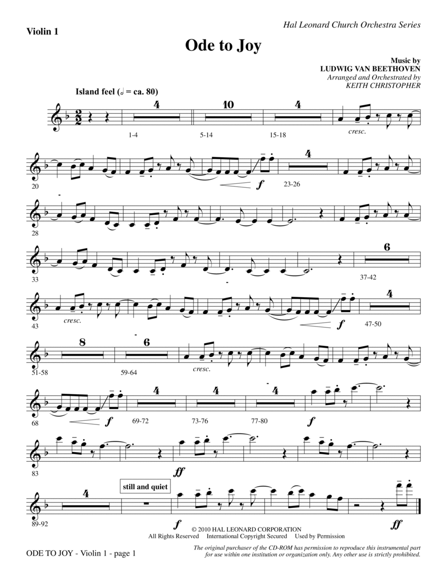 Ode To Joy (Does Not Match SATB 08752035) - Violin 1