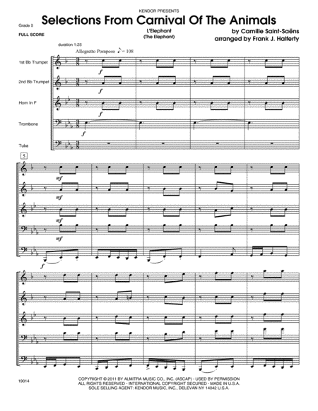 Selections From Carnival Of The Animals - Full Score