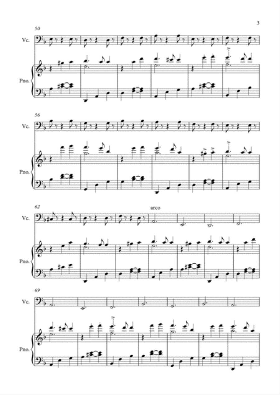 Dark Eyes sheet music for Cello & Piano Piano scores gallery preview page 3