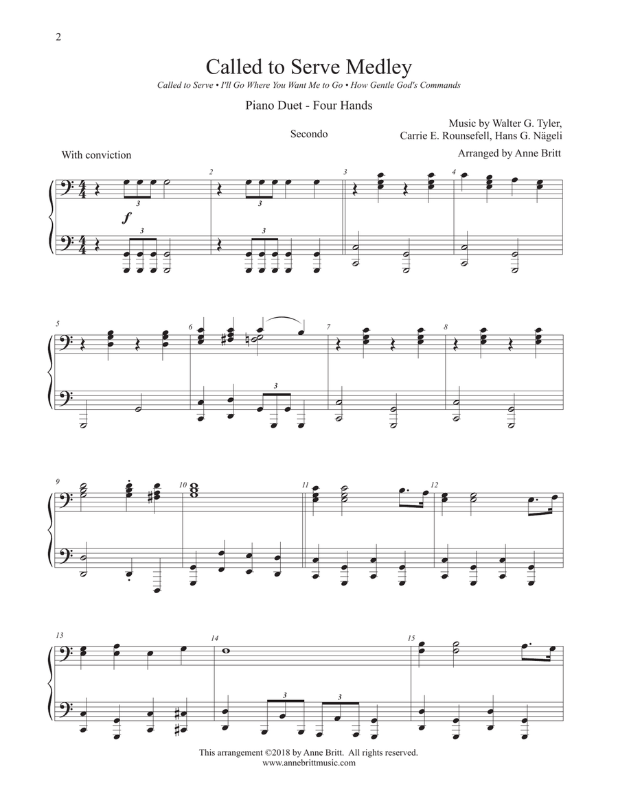 Called to Serve Medley (piano duet) 1 Piano, 4-Hands scores gallery preview page 2