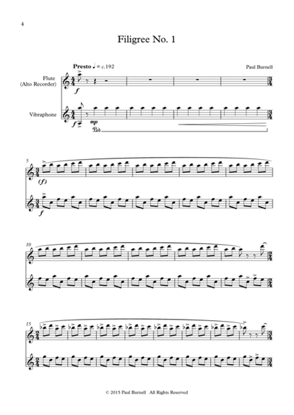 Filigree No. 1, for Flute (Alto Recorder) and Vibraphone, Score and Parts image number null