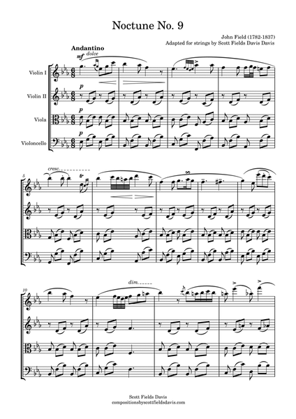 Nocturne No. 9 by John Field, transcribed and adapted for string quartet by Scott Fields Davis image number null