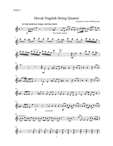 Havah Nagilah String Quartet Arrangement image number null