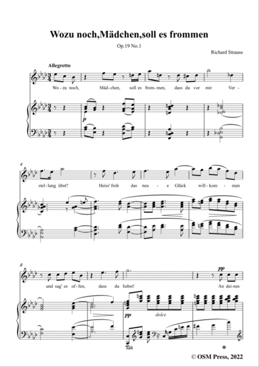 Richard Strauss-Wozu noch,Mädchen,soll es frommen,in A flat Major Voice scores gallery preview page 3