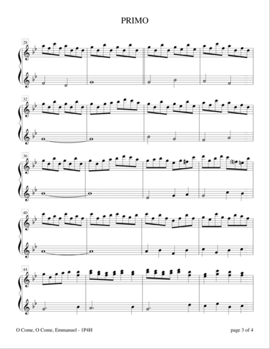O Come, O Come, Emmanuel (Intermediate Piano Duet; 1 Piano, 4 Hands) 1 Piano, 4-Hands scores gallery preview page 4