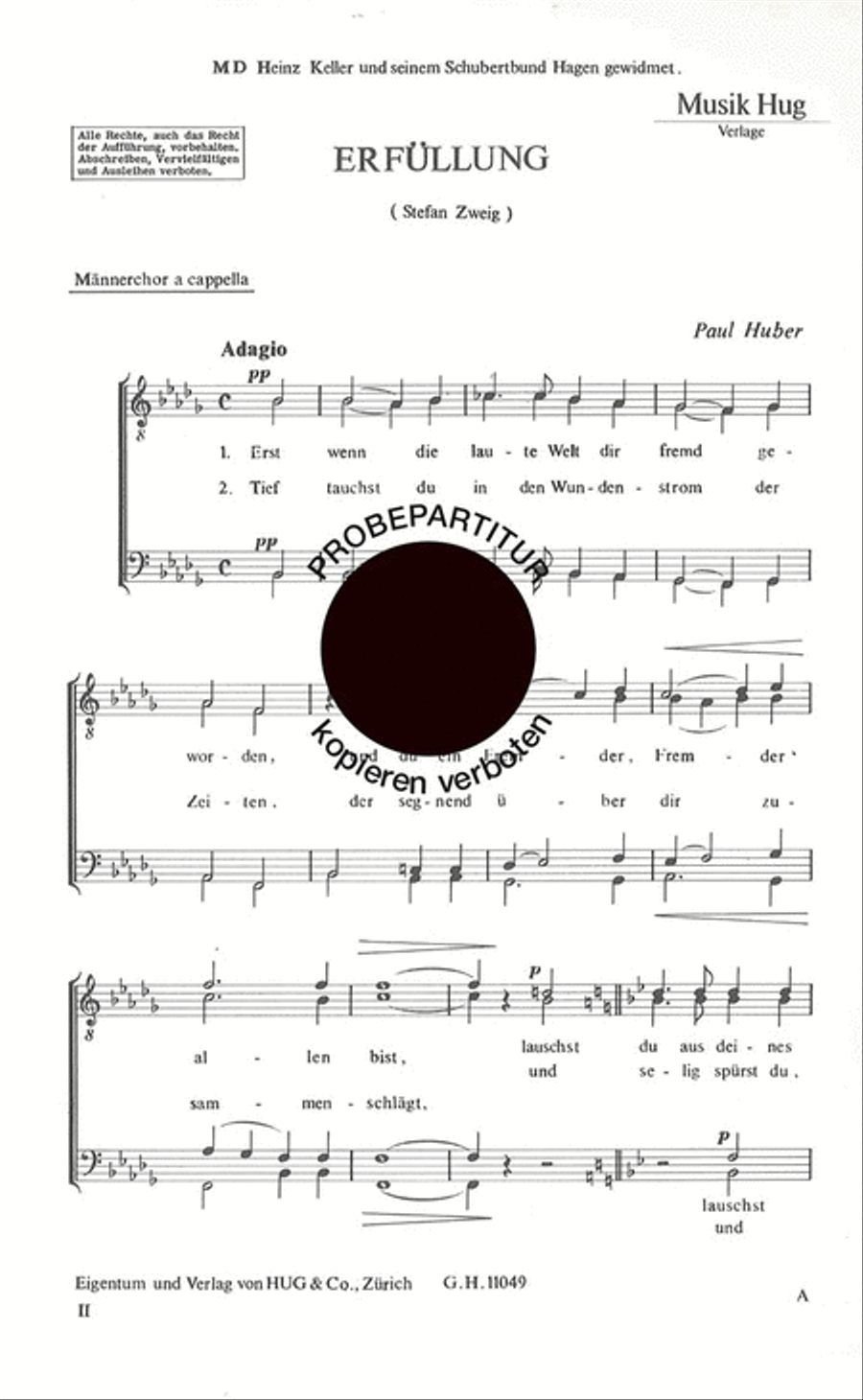 Erfullung Men's Choir scores gallery preview page 1