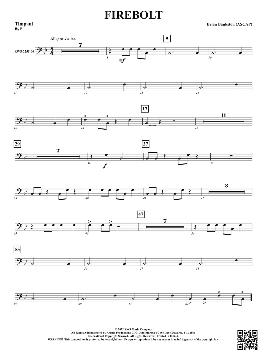 Firebolt: Timpani Percussion scores gallery preview page 1
