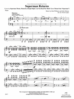 Superman Returns, Concert Selections from: Piano Accompaniment