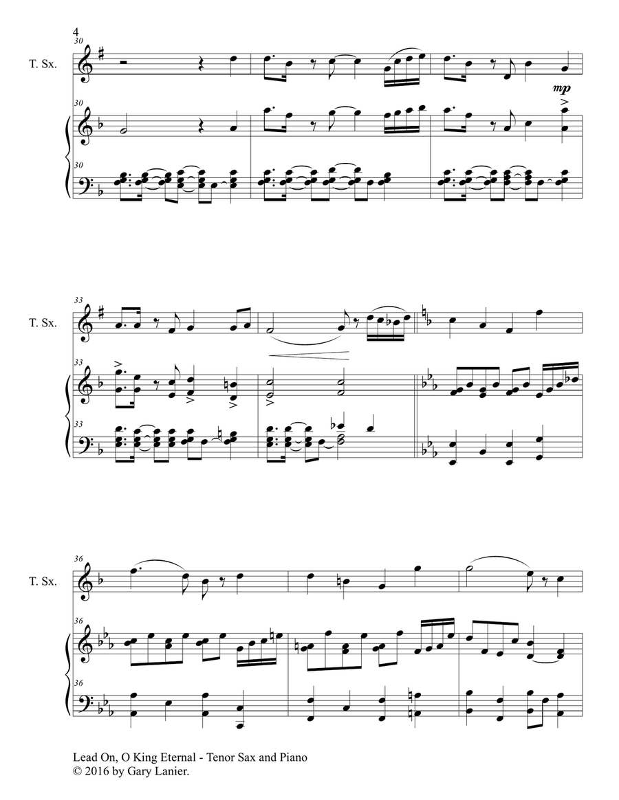 Gary Lanier: 3 GREAT HYMNS, Set III (Duets for Tenor Sax & Piano) Woodwind Duet scores gallery preview page 5