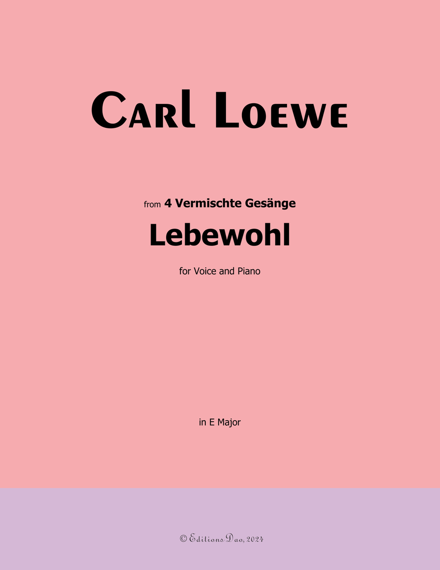 Lebewohl, by Carl Loewe, in E Major Piano, Vocal scores gallery preview page 1