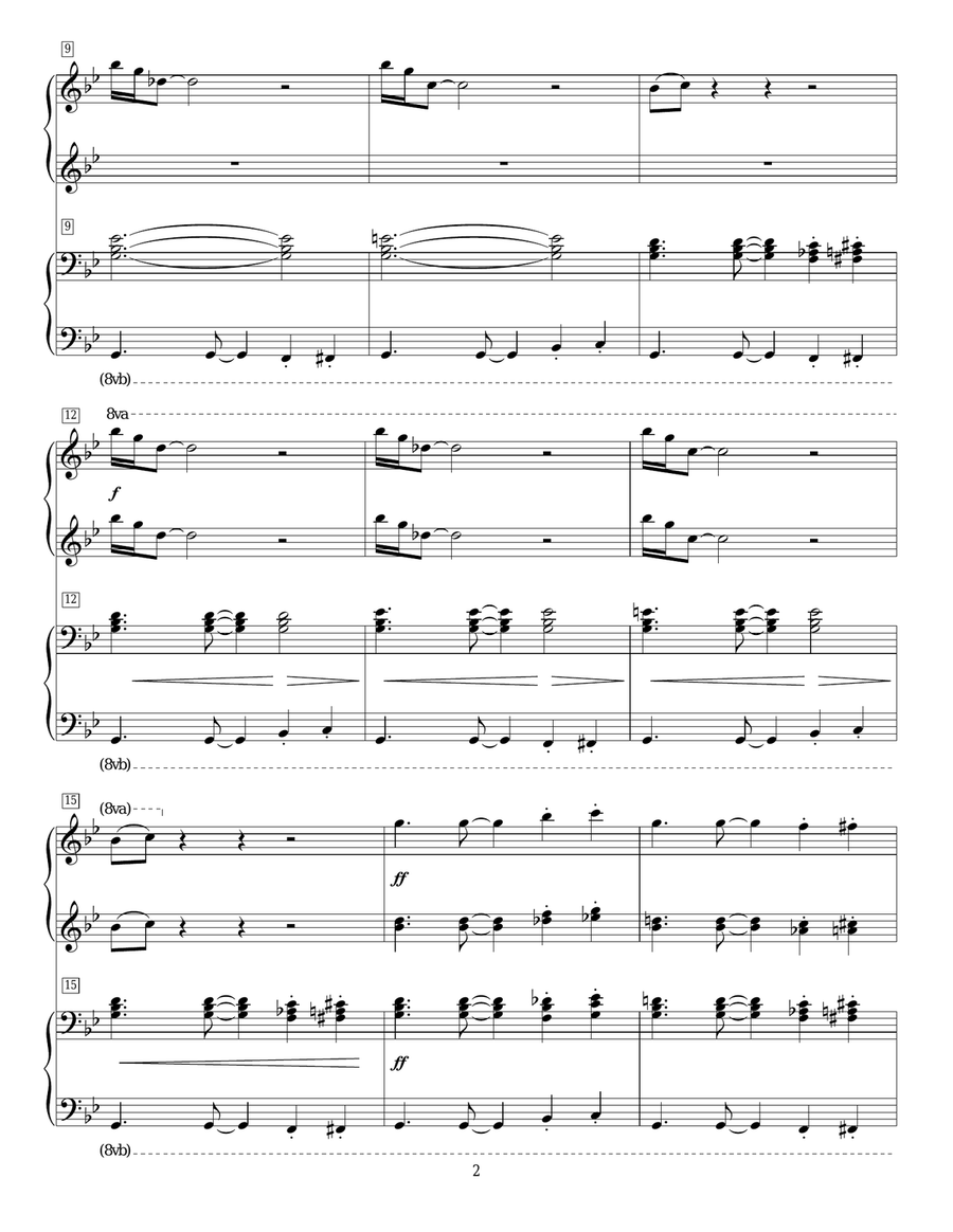 Mission: Impossible Theme Piano Duet scores gallery preview page 2