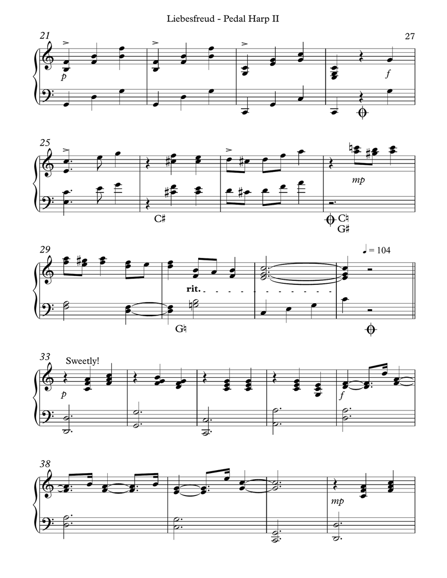 Liebesfreud (Love’s Joy), Pedal Harp II Pedal Harp scores gallery preview page 3