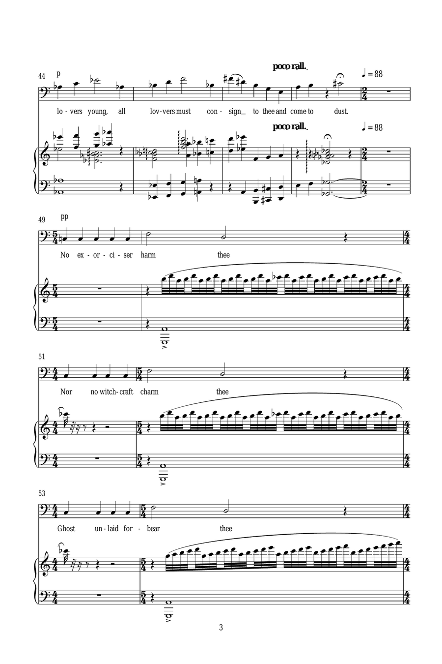 Dirge from Cymbeline (for baritone and harp) Piano, Vocal scores gallery preview page 3