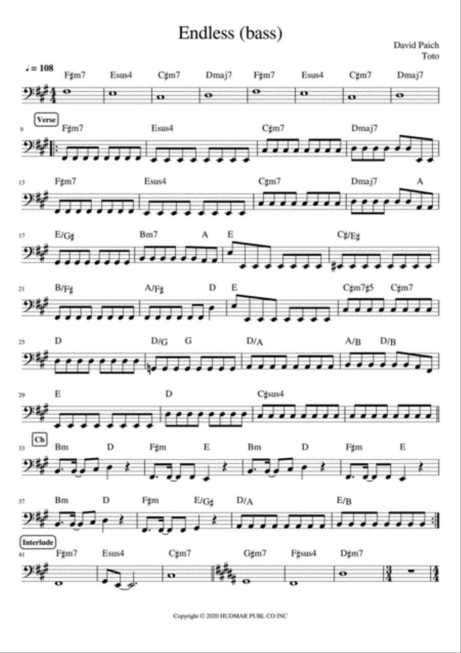 Endless Endless Bass Guitar scores gallery preview page 1
