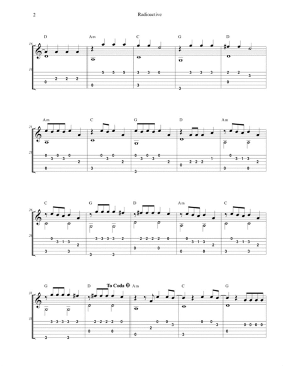 Radioactive Guitar Tablature scores gallery preview page 2