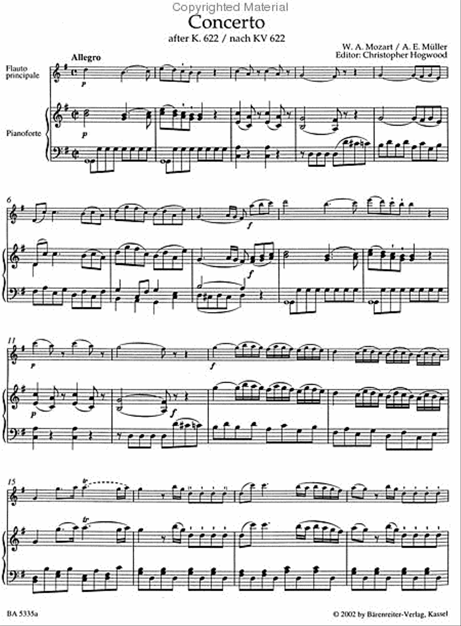 Concerto for Flute and Orchestra G major Clarinet scores gallery preview page 3