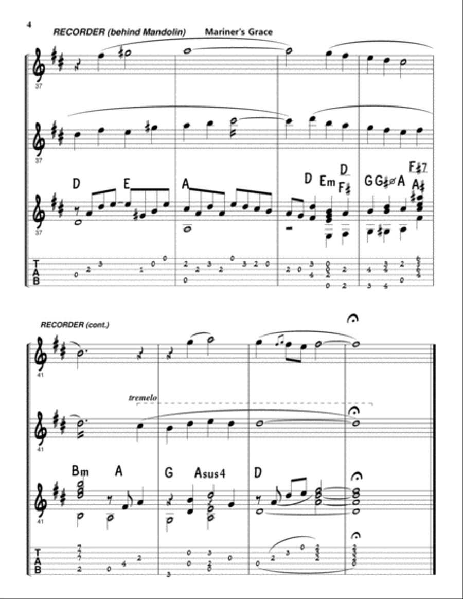 Mariner's Grace - Trio for Guitar, Recorder, and Mandolin (or flute) - SCORE with PARTS