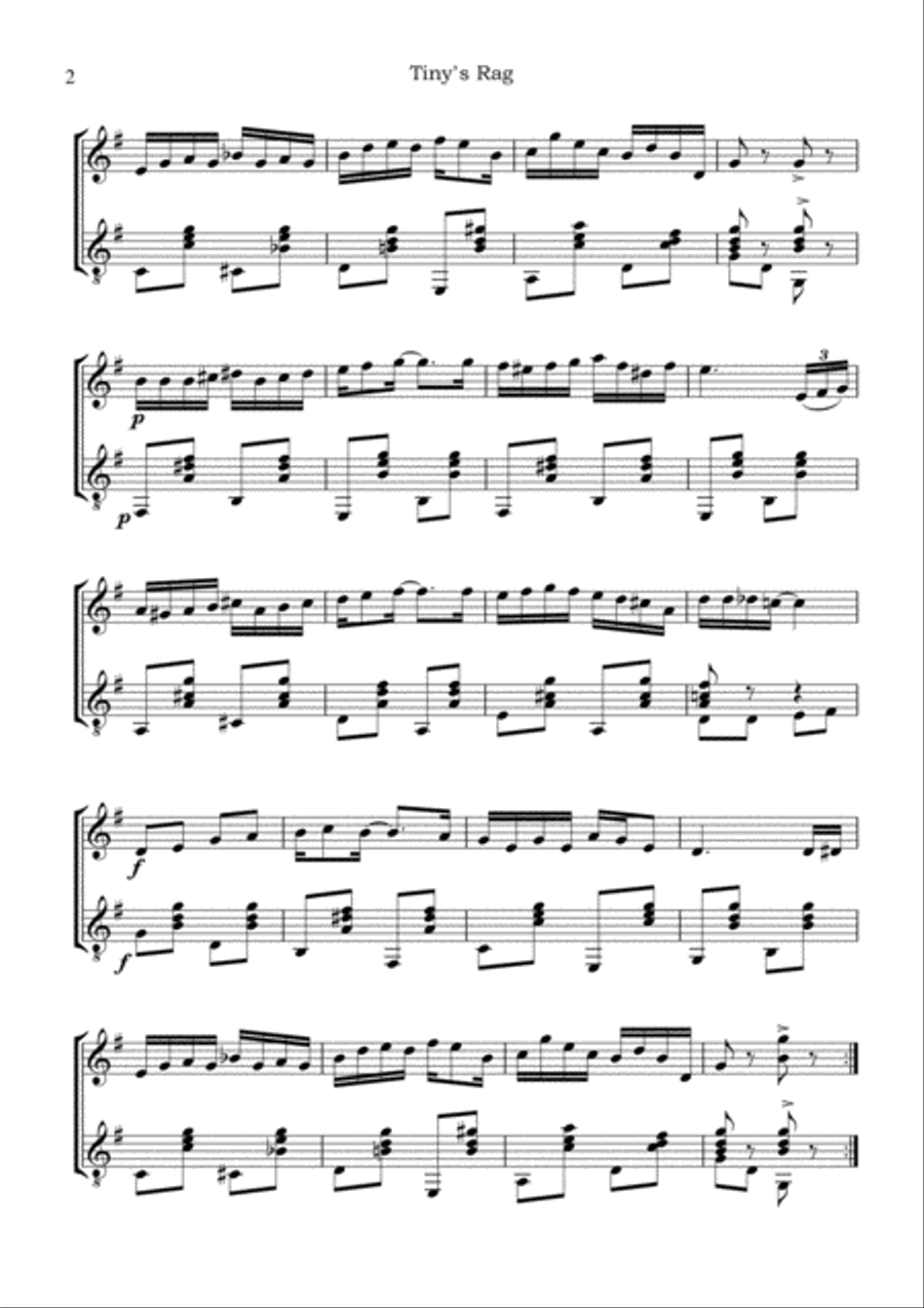 Tiny's Rag for violin and guitar String Duet scores gallery preview page 2