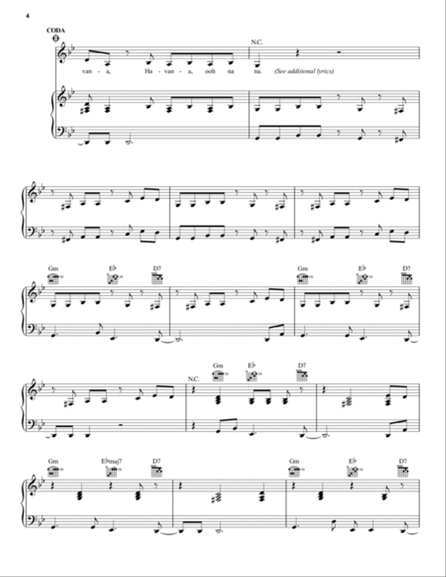 Havana (feat. Young Thug) Piano, Vocal, Guitar scores gallery preview page 4