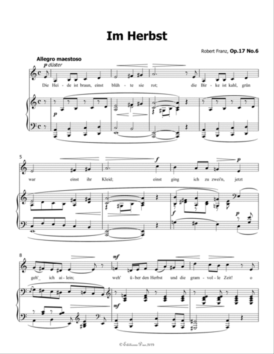 Im Herbst, by Robert Franz, in a minor Voice scores gallery preview page 3