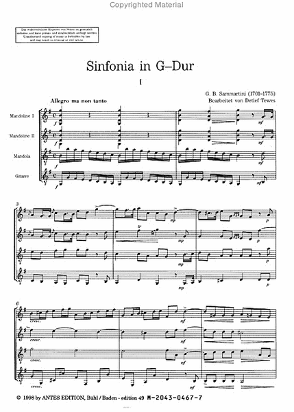 Sinfonia G-Dur fur Zupforchester