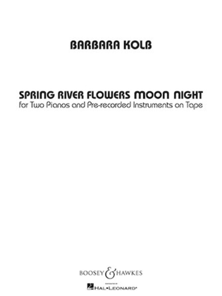 Spring River Flowers Moon Night