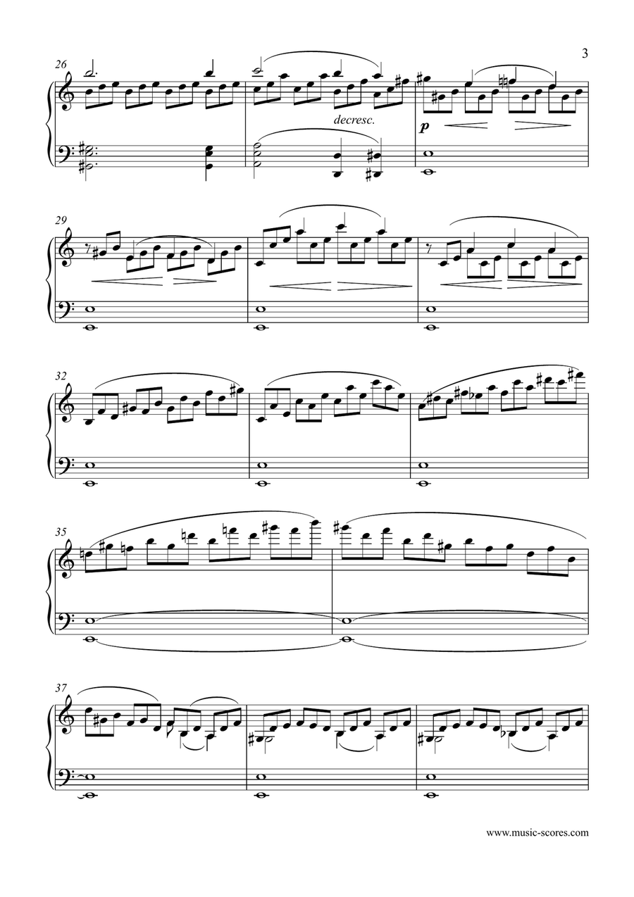 Moonlight Sonata 1st movement - A minor (higher) Piano Solo scores gallery preview page 3