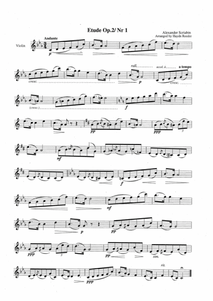 Etude Op. 2 No 1, violin part