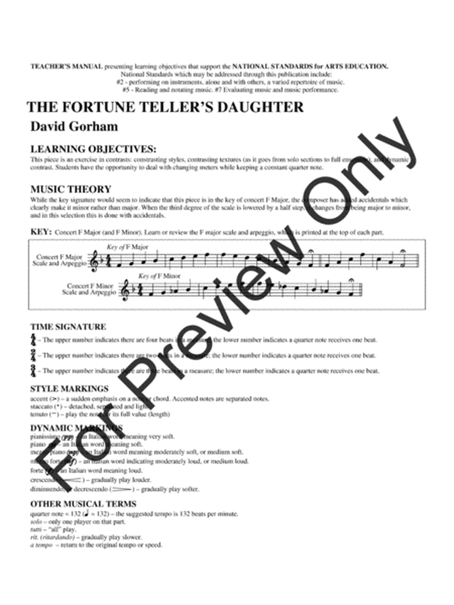 The Fortune Tellers Daughter - Full Score