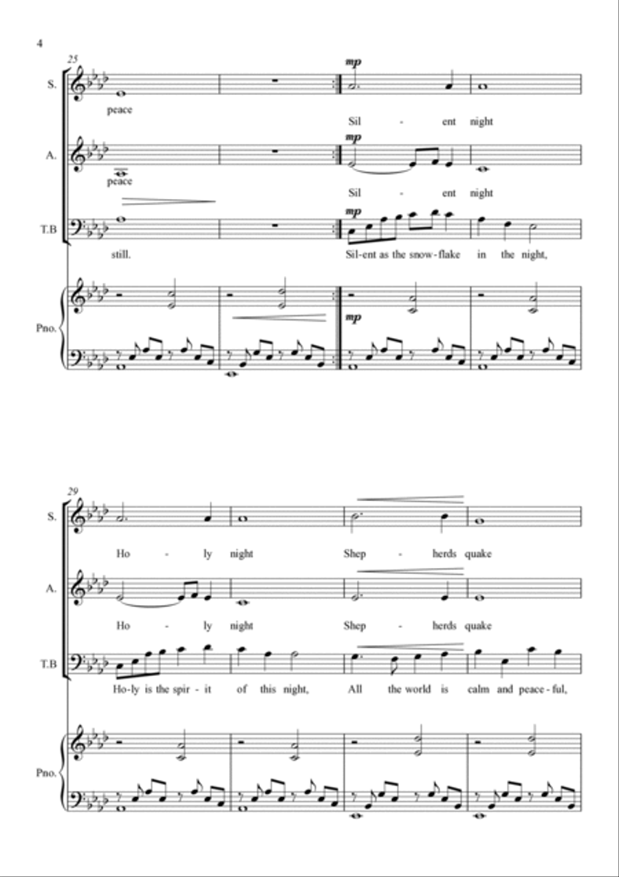 Peace On Earth (silent Night) 4-Part scores gallery preview page 4