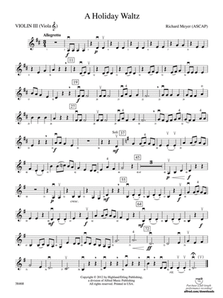 A Holiday Waltz: 3rd Violin (Viola [TC])