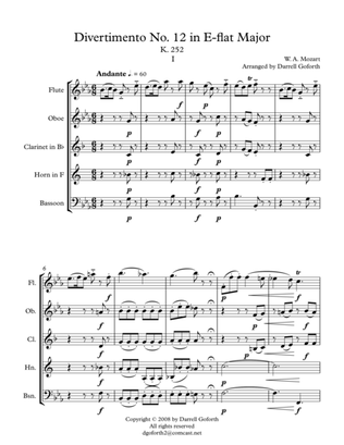 Mozart: Divertimento No. 12 in Eb Major for Wind Quintet