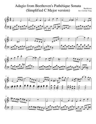 Beethoven's Pathétique Sonata, 2nd movement (easy C major)