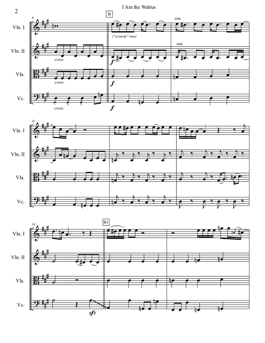 I Am The Walrus String Quartet scores gallery preview page 2