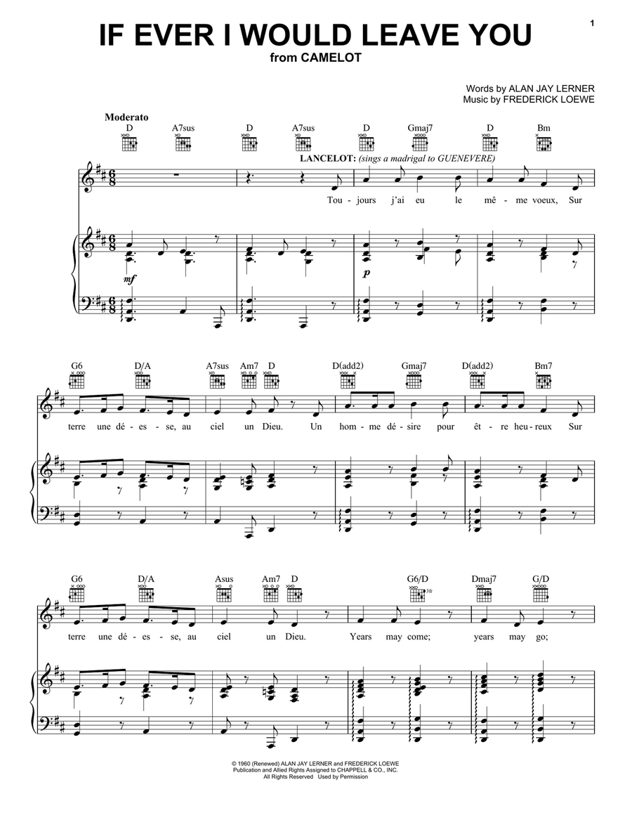 If Ever I Would Leave You Piano, Vocal scores gallery preview page 1