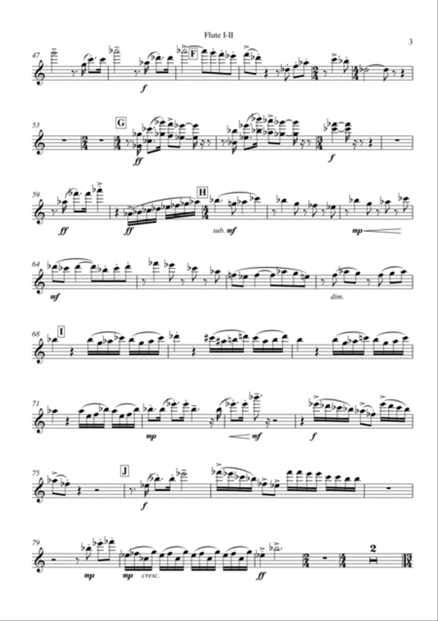 Richard Faith/László Veres: Festivals for concert band, flute I and II part Concert Band scores gallery preview page 3