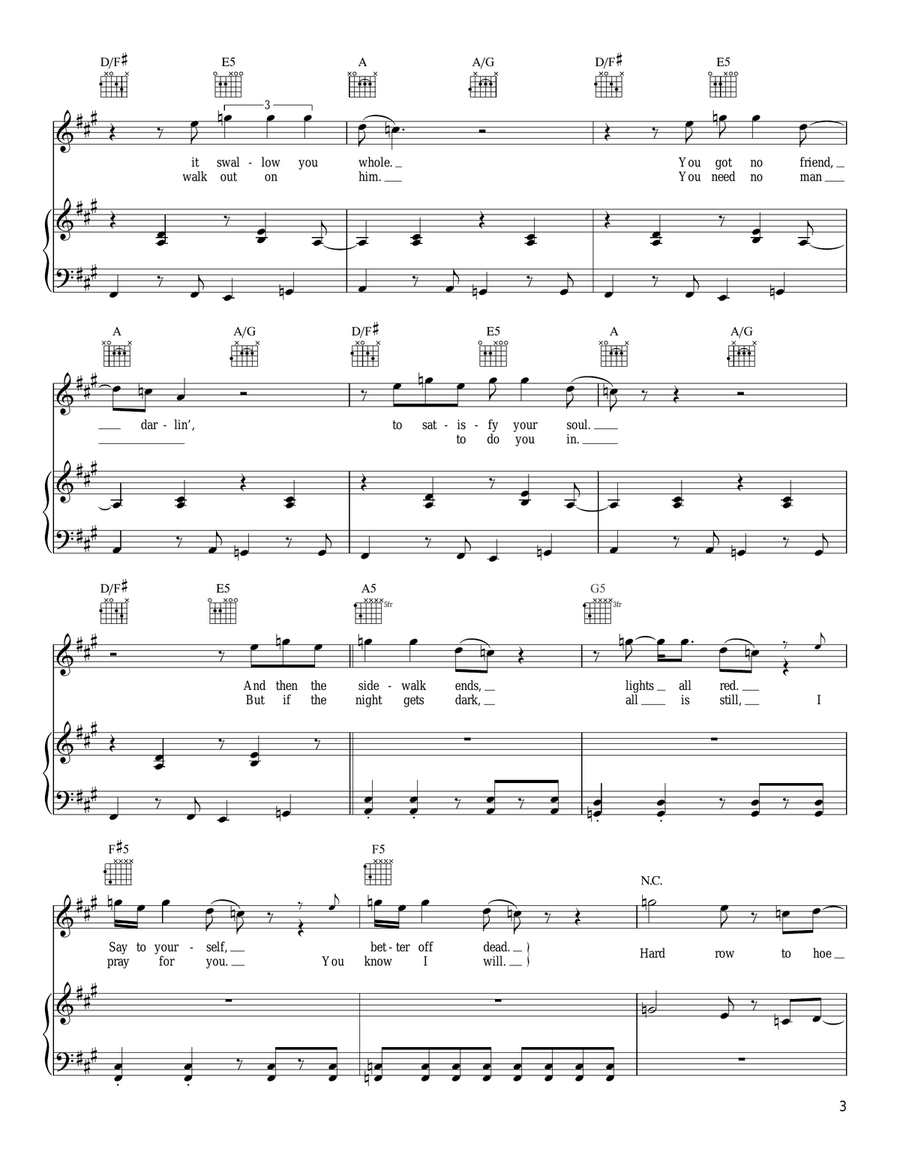 Hard Row Piano, Vocal, Guitar scores gallery preview page 3